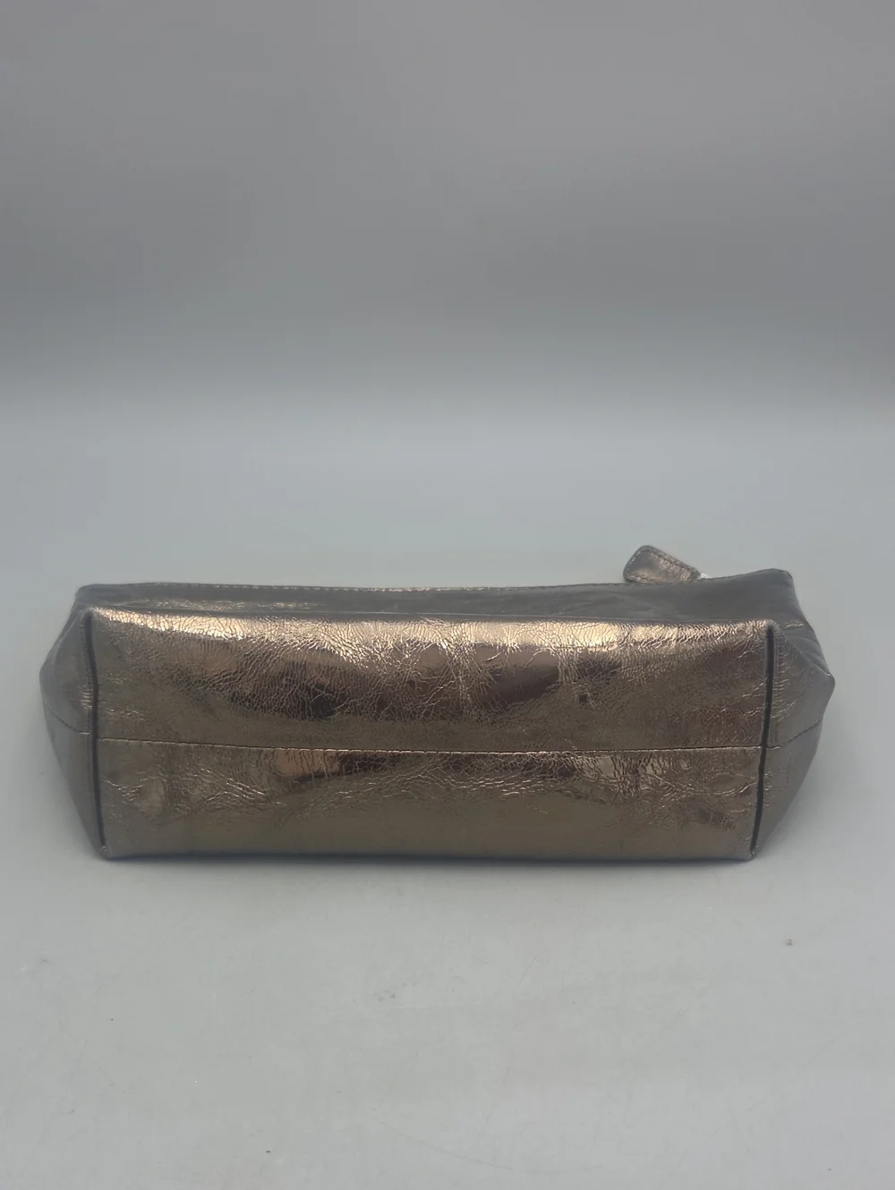 Madewell Distressed Bronze Metallic Leather Wristlet Pouch Goat Leather